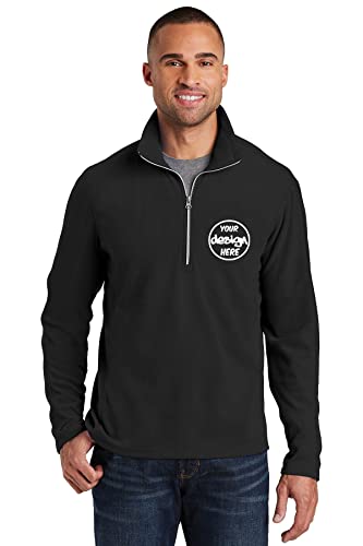 INK STITCH Men F224 Custom Stitching Your Own Texts Logo Miecrofleece Half Zip up Pullover2