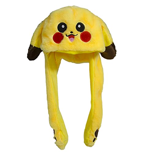 ZKTSRY Joli chapeau de lapin en peluche avec oreilles mobiles - Cadeau amusant pour femmes et filles - Jaune, jaune, taille unique Cover