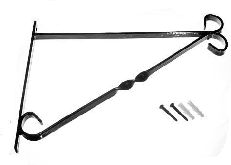 BRACKET FOR 14 INCH HANGING BASKET BLACK PLASTIC COATED STEEL + FIXINGS ( ) by ONESTOPDIY.COM