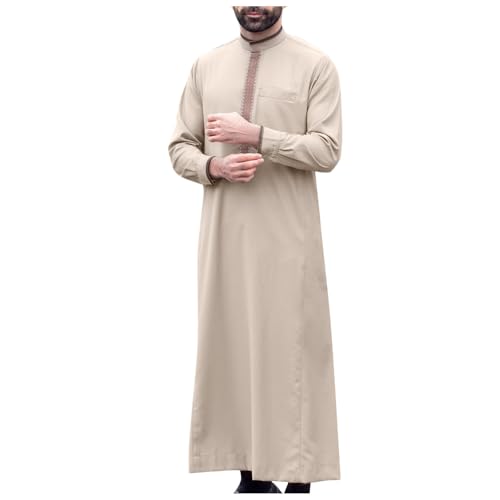 Abaya caftan pour homme vêtement de prière musulman robe retro style dubaï