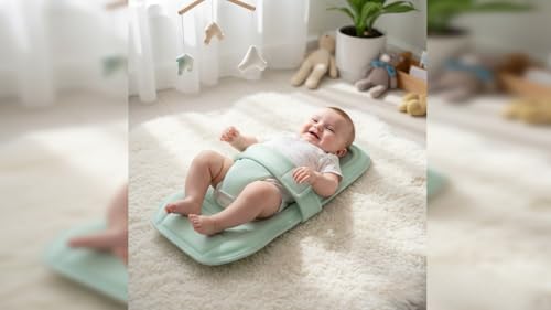 Image of 2-in-1 Reclined Carrying & Feeding Support Pillow | Strong Back Support | Indoor & Outdoor Use Cotton Blend, Ergonomic Design, 0-10 Months, Soft Cushioned Hard Support (Green)