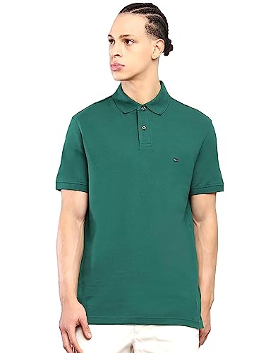 Image of Tommy Hilfiger Solid Regular fit Cotton Polo t-Shirt