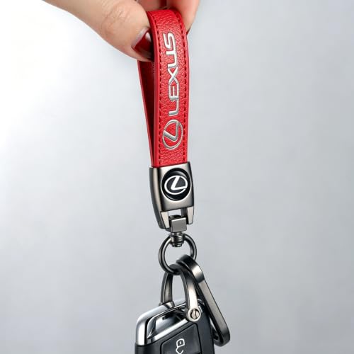 Image of Leather car Keychain 08 Set for Men and Women Family Present Keychain Key Ring Lanyard (red)