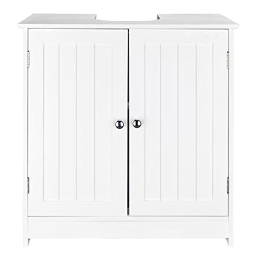 Mueble para lavabo de baño, color blanco, con dos puertas de almacenamiento, mueble de baño (D como se muestra)