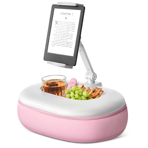 HUMANCOZY ビーンバッグタブレットスタンド 画面の高さを上げる ハンズフリー読書ホルダー スナックボウルと取り外し可能なベース付き ベッドやソファで快適に読書を Kindle、iPad、電子書籍、ピンクの商品画像（Amazon）
