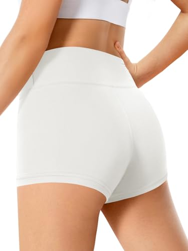 Haloumoning Girls Athletic Shorts Kids High Waist Biker Dance Gymnastics Shorts Comfy Yoga Active Shorts 5-14 Years White