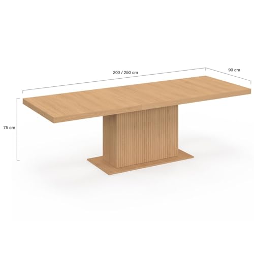 Table à manger extensible rectangle Juliette 8 à 12 personnes avec rangement central - 4