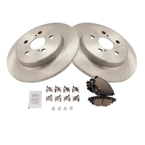 Image of TRQ Rear Brake Pad and Rotor Set Ceramic Compatible with 2019-2022 Toyota Corolla