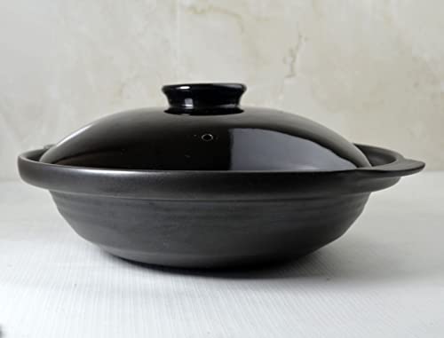 Casserole Clay Dry Pot Heat-Resistant Premium Saucepan Ceramic Bowl With Lid Cook Soup Terrine Black 42Oz #TOP4