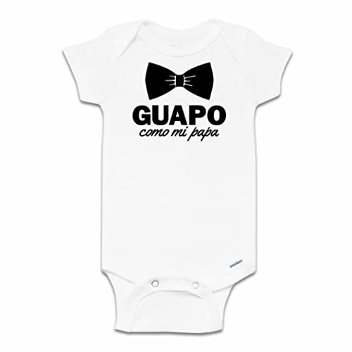 Image of Guapo Como Mi Papa Baby Outfit, Handsome Like My Dad Spanish Pregnancy Announcement to Husband, Funny Bow Tie Baby Reveal, Size 0-3 Months