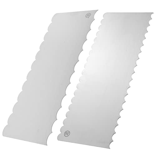 Cabilock 2pcs Stainless Steel Cake Scraper Double-sided Icing Smoother Fondant Tool for Cake Decorating Ergonomic Easy to Clean Baking Accessories