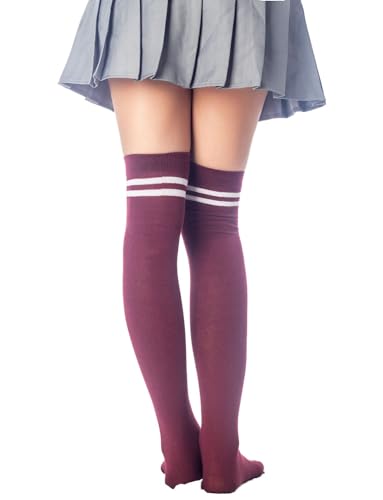 Image of iB-iP Women's Football Style Stripes Sports Thigh High Long Socks