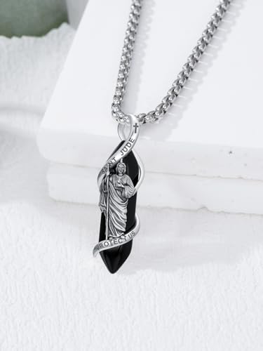 Saint Necklace 925 Sterling Silver St Christopher/St Jude/Saint Benedict/Knights Templar Pendant Necklace Amulet Protection Jewelry for Men Women2