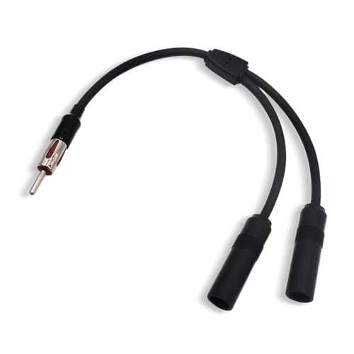 gunhunt Pack-1 Car Antenna Adapter, Radio Antenna Splitter Adapter, 1 Male to 2 Female Y Adaptor Connector, Universal for Vehicle Truck SUV Car Audio Radio (Black)