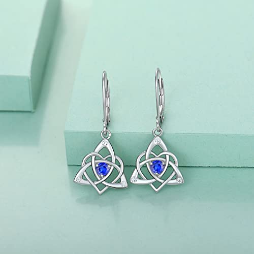 Starchenie Celtic Knot Dangle Earrings Sterling Silver Trinity Love Knot Leverback Earrings Gemstones Jewelry for Women4