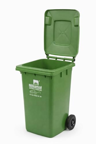 Image of Nilkamal Manual-Lift Garbage Waste Dustbin with Wheels (240 LTR, Green)