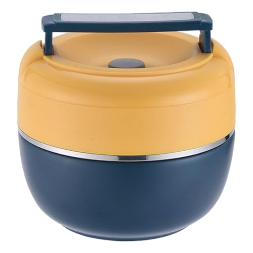 Joygoodta Contenedor de almuerzo apilable, tarro de comida aislado de 0, 8 L, lonchera térmica de acero inoxidable, contenedor a prueba de fugas de 2 niveles, lonchera portátil para niños pa
