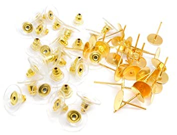 ALEVAN Golden Finished Bullet Metal and Silicon Rubber Push Lock Earring Making Stud for Women and Girls, Pieces, (Golden & Silver, Standard) Pack of 100 (B0BN5F83CM) Amazon Price History, Amazon Price Tracker