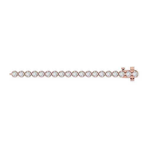 Image of 1 to 6 Carat Prong Set Round Cut Natural Diamond Tennis Bracelet for Women in 14K Gold (7 Inch) (I1-I2 Clarity)