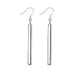 Minimalist 925 Sterling Silver Plated Long Bar Dangle Drop Earrings for Women Elegant Hook Dangling Hypoallergenic Fashion Simple Geometric Jewelry for Birthday Bff Mom