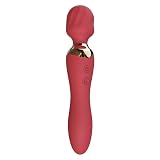 Quiet Powerful 24 Modes Double-Headed Silicone Massage Rod for Women Portable & Handheld Personal Bullet Tool for Quick Relaxation - red HC042621