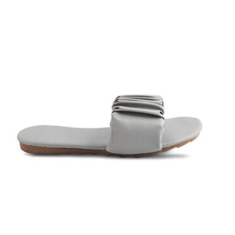Image of Striped Ruffled Design Fancy Flats Sliders Fashionable Slippers GFor Women