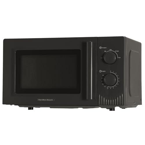Hamilton Beach Microondas, 20 L, Miami, 800 W, controles manuales de marcación, descongelación rápida, temporizador de 35 minutos, 5 niveles de cocción, gris carbón - HBMX20CH