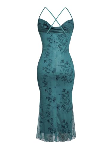 Image of SOLY HUX Women's Floral Mesh Cami Dress Cocktail Wedding Guest Long Dresses