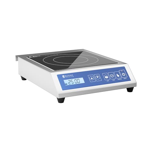Royal Catering Plaque À Induction Table De cuisson Induction Professionnelle RCIK-3500GP (3 500 W, 13 Niveaux De Puissance. 60 à 240 °C, Minuterie, Foyer...