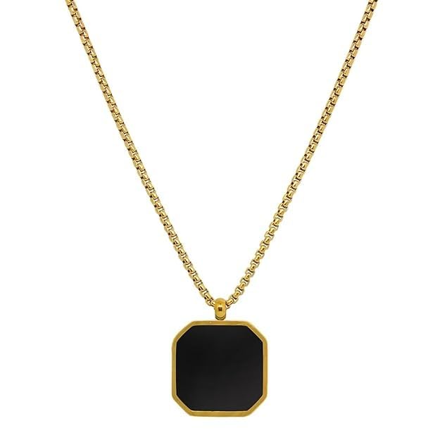 ringzinnie Men's Jewellery Black Silver Chain For Men Boys Geometric Stainless Steel Black Silver Locket Pendant Necklace Chain For Men Boys Anniversary Gift For Husband Gift Chains | Stylish Unisex Jewellery-picture-48