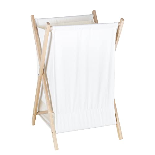 Eden & Willow Laundry Basket | Foldable Washing Hamper 30L | Baskets with Beach Wood Legs | Wash Basket for Bathroom & Household Essentials | Laundry Room Accessories Dispenser (Cream)