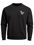 Neverless® Sweatshirt Herren Dinosaurier Brustlogo Frontprint T-Rex Pullover Casual Fashion Streetwear Schwarz XL