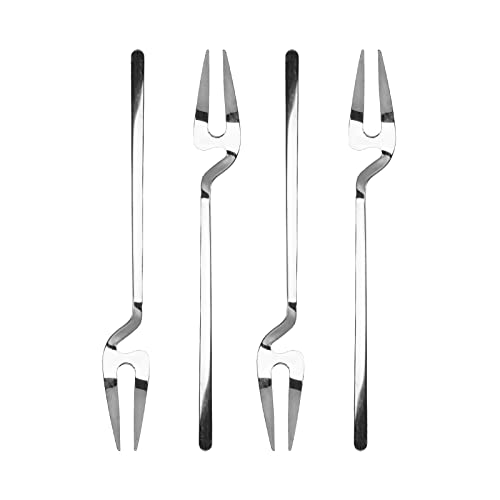 JANKOW 4Pcs Silver Appetizer Dessert Forks, Stainless Steel Mini Fruit Forks, Cocktail Forks, Tasting Forks, Small Cake Fork, Dishwasher Safe Easy to Clean