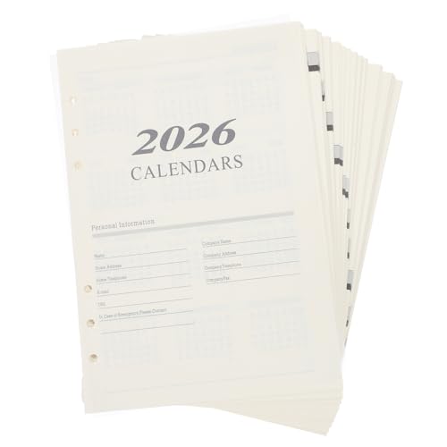 WEKADRIN 年対応 ルーズリーフ プランナー用リフィル インサート 日付入りデイリーアジェンダ 大学罫線 計画整理用紙 ノート交換用 筆記に適した紙質