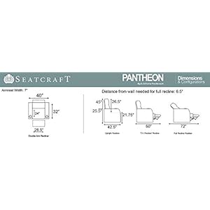 Seatcraft pantheon big tall home theater seating living room 400 lbs capacity italian leather power recliner powered headrest and lumbar cupholders arm storage brown  urban country home decor