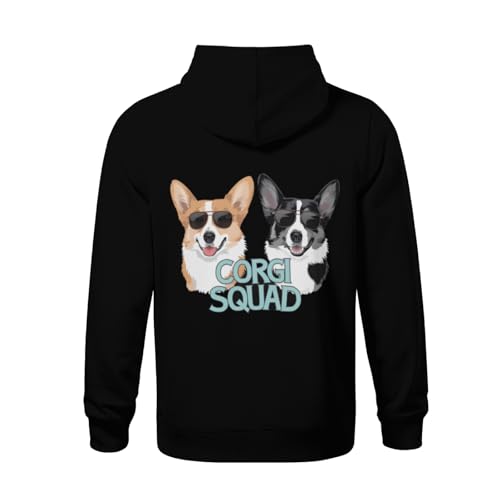 Kids Funny Cute Corgi Squad Boys Girls Lightweight Kangaroo Pocket Fleece Hoodies3