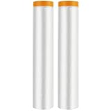 Confezione da 2 rotoli di fogli antipolvere in plastica con nastro autoadesivo, 2 m x 20 m, pellicola coprente pre-nastrata, panno antipolvere in plastica per verniciare auto, pareti, mobili, finestre