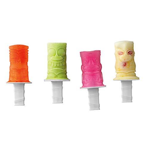 Image of Tovolo Tiki Pop Molds Fun Tropical Popsicle Mold Set of 4 with Reusable Sticks, Silicone Frozen Ice Pop Makers for Homemade Popsicles, Dishwasher Safe Beach Frozen Treat Popsicle Maker
