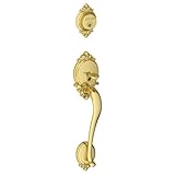 Schlage F58 BRK 605 Brookshire Exterior Handleset with Deadbolt, Bright Brass (Exterior Half Only)