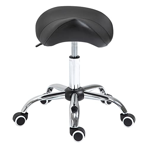 HOMCOM Tabouret à roulettes, Tabouret de Massage avec Hauteur réglable 49-61 cm et Selle...