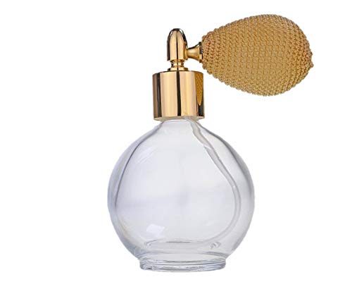 78ml classico rotondo bottiglia di profumo atomizzatore con pompa a bulbo, imbuto di riempimento e confezione regalo (oro con metallo oro)