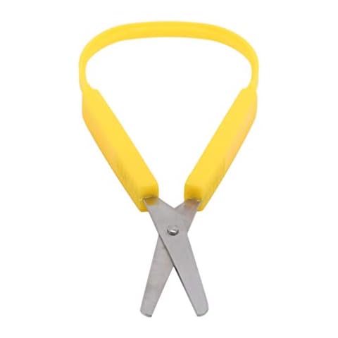 ZYYXB Loop Scissors for Kids Easy Grip Easy Opening Adapted Scissors for Special Needs Safety Round Tip Open Squeeze Handles,Yellow Cover