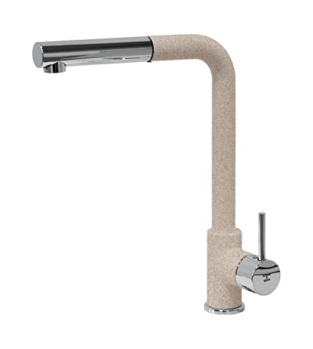 Miscelatore cucina Plados monocomando VEMIXEXTL con canna a 90° e doccia estraibile - Avena