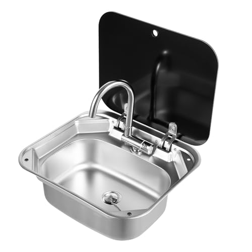 Ensemble de lavabo pour caravane, lave-mains pour camping-car, kit d'évier pour camping-car, avec robinet, évier en acier inoxydable pour caravane ou bateau
