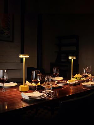 Miniatura 9 de PUSU Juego de 2 lámparas de mesa inalámbricas, funciona con pilas, lámpara de mesa portátil, luces de mesa de 3 niveles de brillo, control táctil,