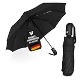 Villkin Regenschirm sturmfest mit Auf-Zu-Automatik - robuster und hochwertiger Regenschirm in schwarz für Damen und Herren - 107cm breiter Taschenregenschirm