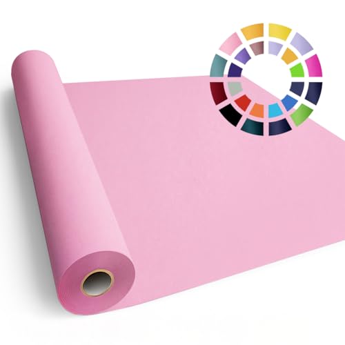 Image of SMART&CASUAL 36 inch x 2,520 inch (210') Light Pink Kraft Craft Paper Roll for Gift Wrapping Bulletin Board Bouquet Flower Art Packing Parcel Table Covering 80GSM 55LB (Light Pink, 36 inch x 210')