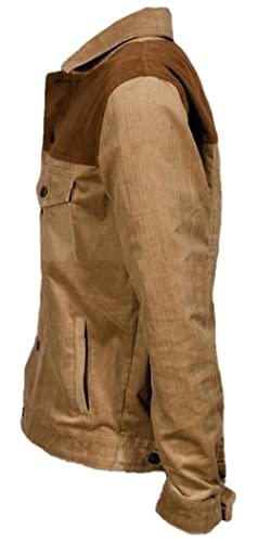 SpazeUp Suede Jacket Mens - Suede Trucker Coat Men - Fur Collar Brown Suede Leather Jackets Men3