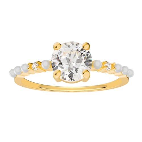 PCY 14K Gold Plated Rings,Pearl Edition Gold Rings for Women,Luxury Rings for Women,Pearl Edition Promise Eternity Gold Rings to Wear Daily.