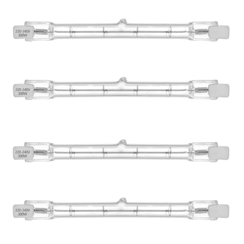 VINBE ECO HaloLine Halogen Tube, R7S Base, T3 Halogen Tube lamp, 230V, 230W=300W, 118mm, Warm White - 2800K (4 Pieces)